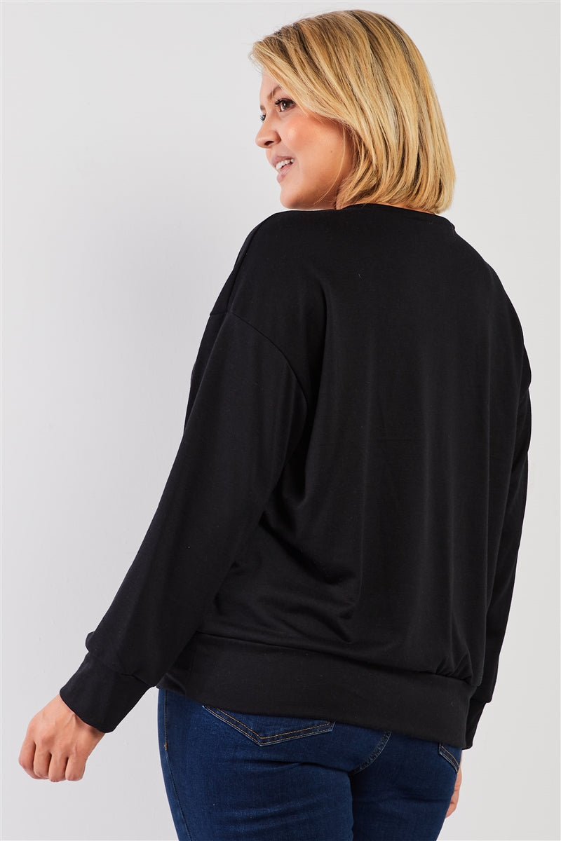 Black &quot;monday Sunday&quot; Print Long Sleeve Relaxed Sweatshirt Top