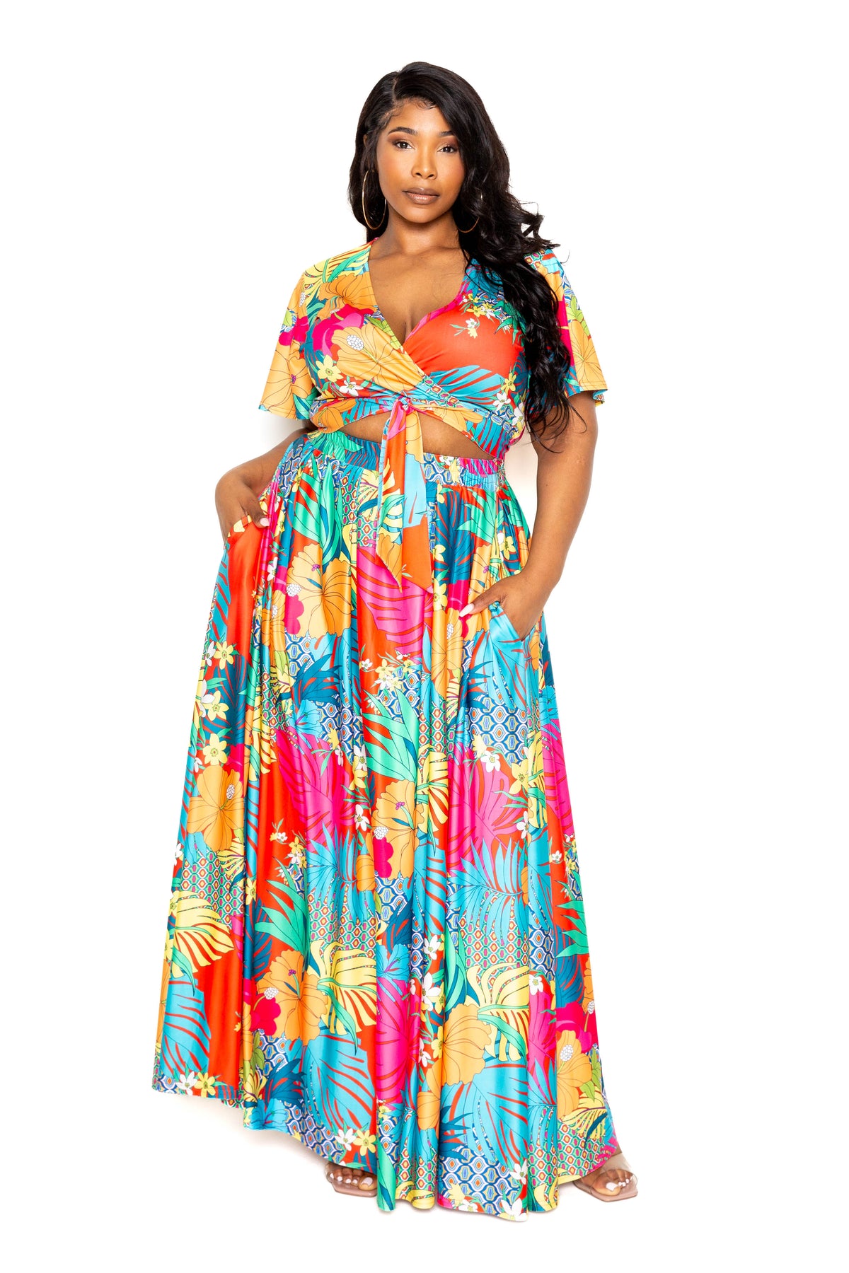 Tropical floral maxi skirt &amp; top set