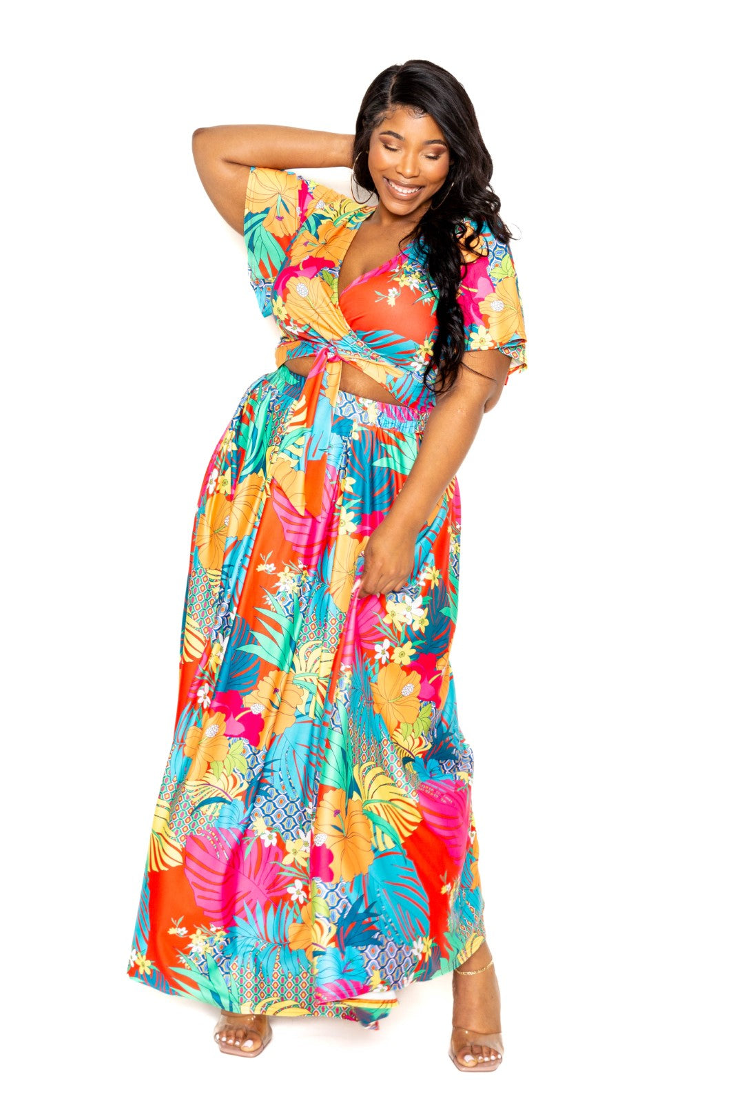 Tropical floral maxi skirt &amp; top set