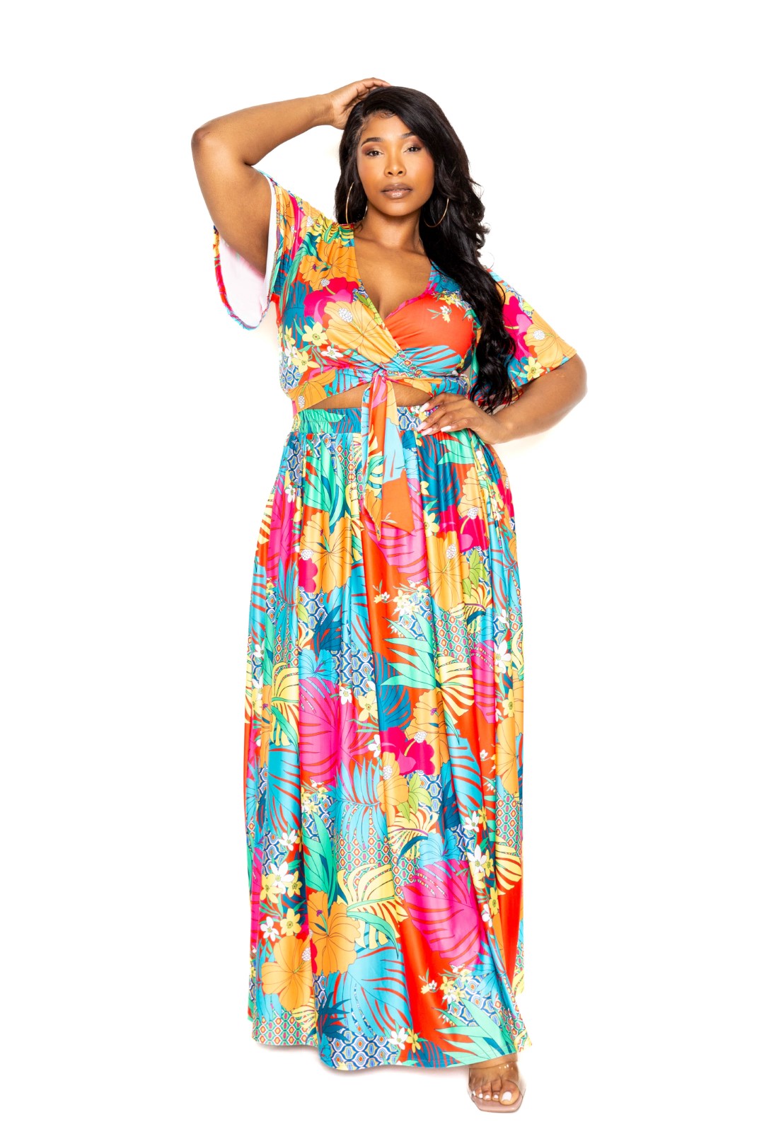 Tropical floral maxi skirt &amp; top set